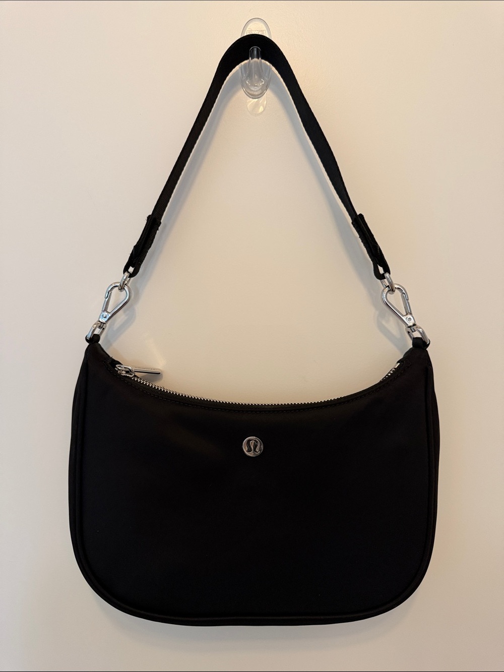 lululemon Black City Essentials Small 3L Shoulder Bag with Silver Hardware